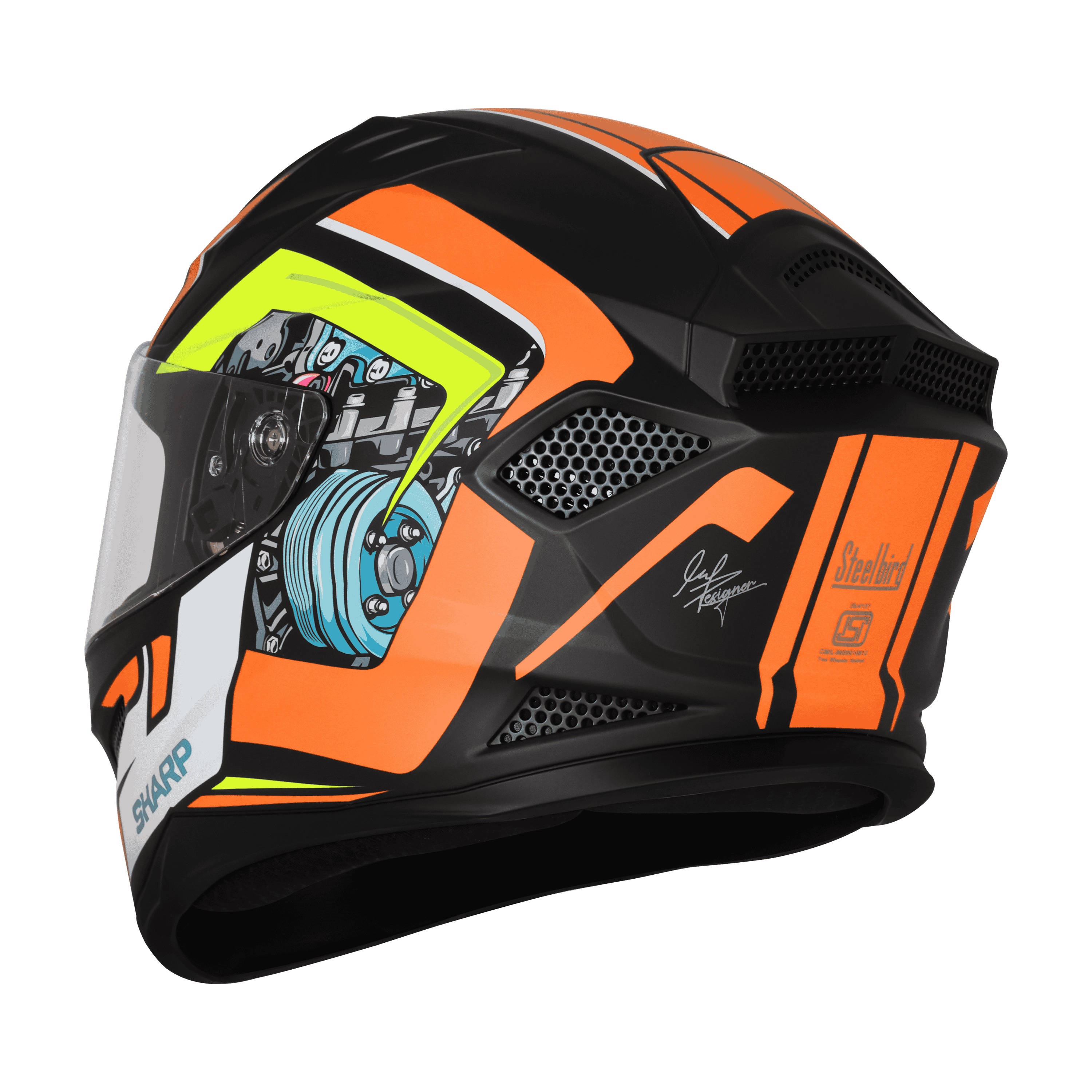 SBH-25 SV SHARP SPIKY MAT BLACK WITH ORANGE